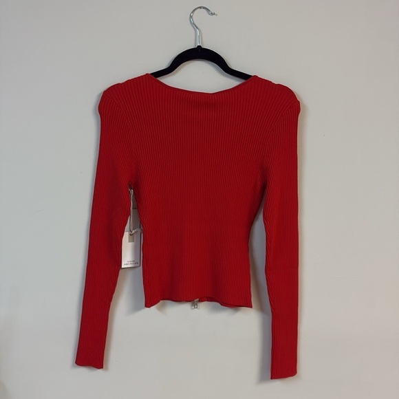 BNWT Good American Women’s Red Virgo Rib Zip-Up Cardigan $179USD - Picture 7 of 8